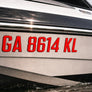 Boat Registration Decals | Domed Boat Registration Numbers | Sleek Red Custom