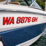 Boat Registration Decals | Domed Boat Registration Numbers | Sleek Red Custom
