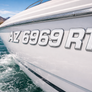 Wake Series White Center Chrome Outline | Watercraft Registration Numbers – 3D Raised Marine Lettering