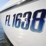 Boat Registration Decals | Domed Boat Registration Numbers | Sleek Blue Shade Custom