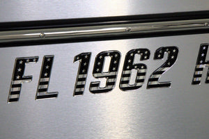 USA Domed Boat Registration Numbers – 3D Raised Chrome & Black Stickers – Waterproof, Fade-Resistant, Easy Peel & Stick Vinyl Decals – Meets USCG Requirements