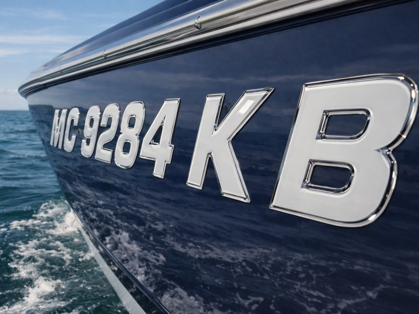 Custom Boating Numbers Sport Series White Center Chrome Outline Boat Registration Numbers | 3 ...