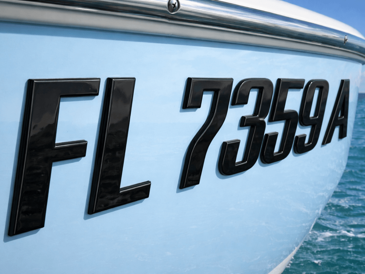 black raised 3D boat registration numbers – 3D Lettering | Domed ...