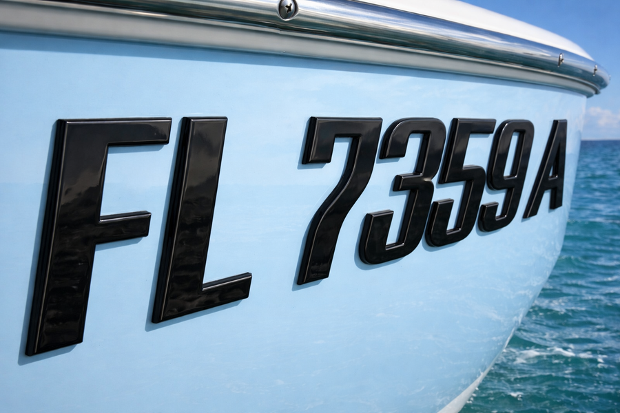 Sleek Series Black Emblem Boat Registration Numbers | 3D Raised Boat ...