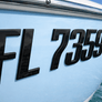 black raised 3D boat registration numbers  raised 3D marine-grade emblem decals