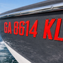 Boat Registration Decals | Domed Boat Registration Numbers | Sleek Red Custom
