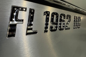 glossy chrome black boat decals