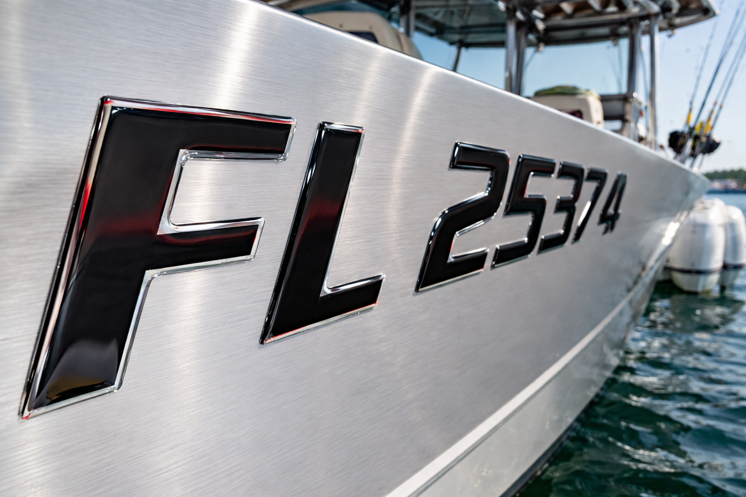 Custom Boating Numbers Sport Series Black Center Chrome Outline Boat Registration Numbers | 3 ...