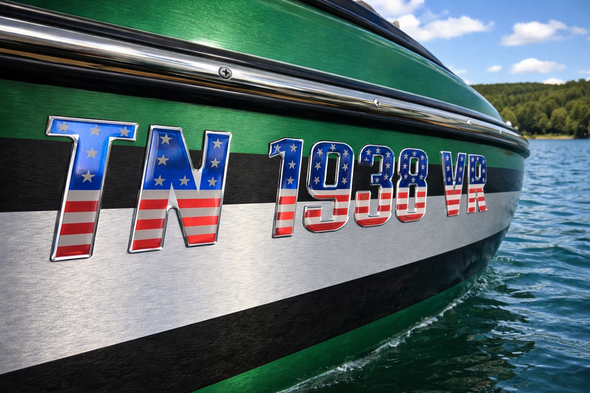 Sleek Series USA Style Color Boat Registration Numbers | 3 Inch 3D ...