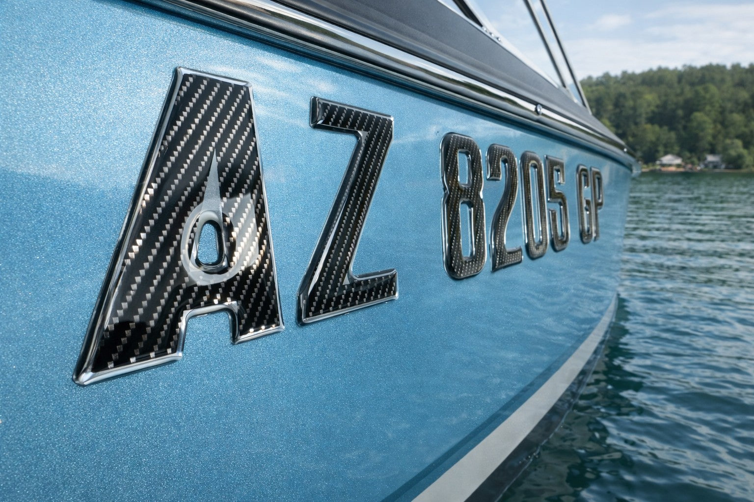 Carbon Fiber Textured Domed Lettering Boat Registration Raised Domed N ...