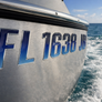 Boat Registration Decals | Domed Boat Registration Numbers | Sleek Blue Shade Custom