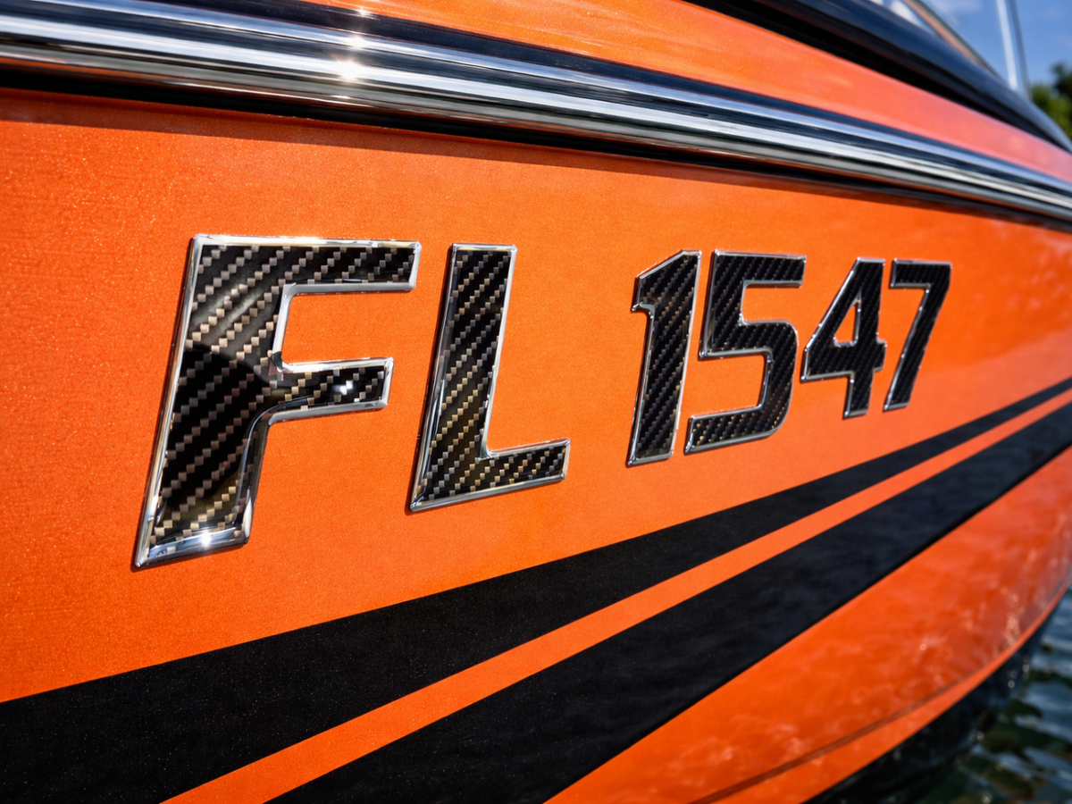 Sport Series Carbon Fiber Chrome Trim | Boat Registration Numbers Prem ...