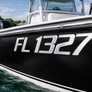 Brushed Chrome Boat Registration Numbers and Letters Sport Series Domed Finish Custom