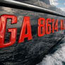 Boat Registration Decals | Domed Boat Registration Numbers | Sleek Red Custom
