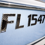 Sport Series Carbon Fiber Chrome Trim | Boat Registration Numbers Premium – 3 Inch Raised 3D Domed Marine Decals