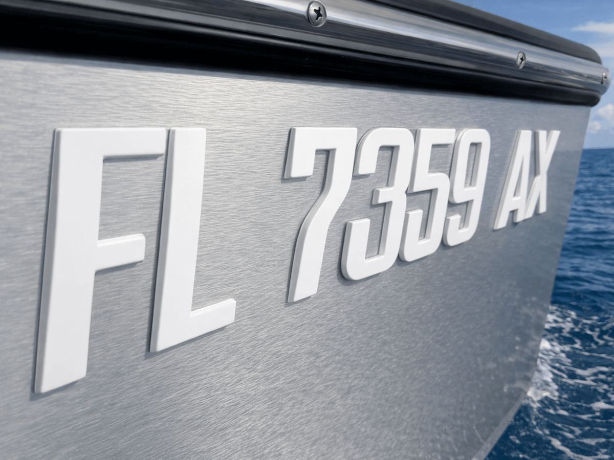 White Raised 3D Boat Registration Numbers Letters | Marine Emblem Style ...