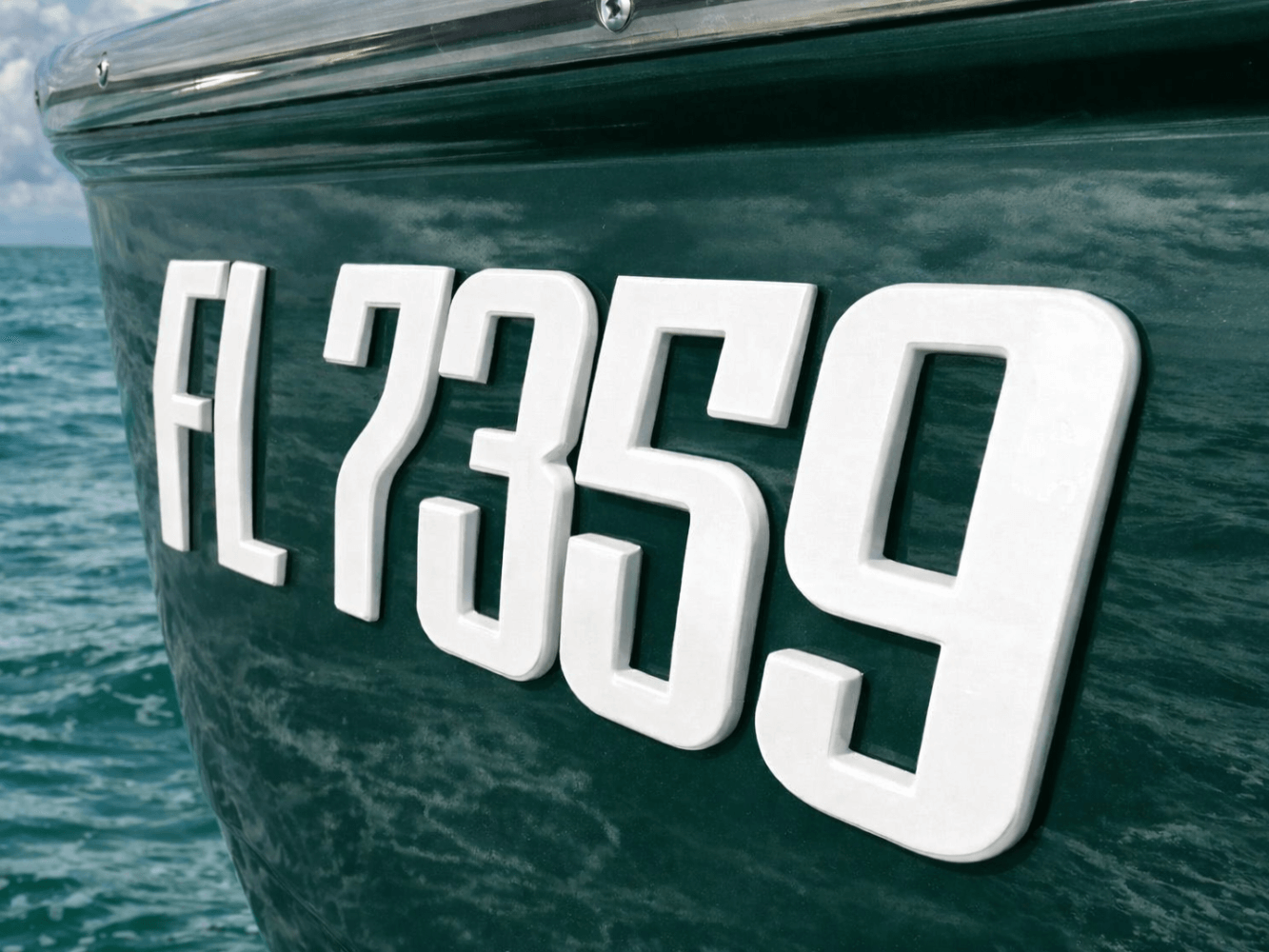 Boat Numbers White Raised 3D Boat Registration Numbers Letters | Marine Emblem Style ...
