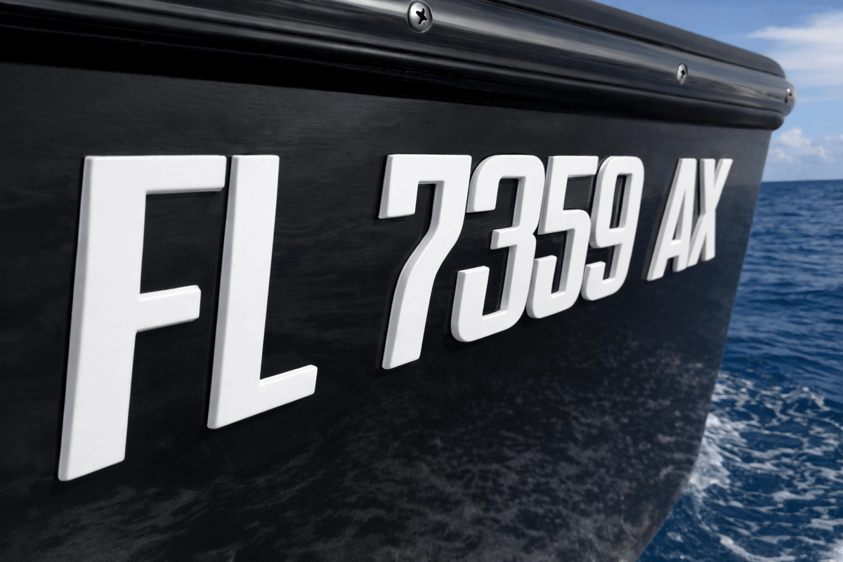 White Raised 3D Boat Registration Numbers Letters | Marine Emblem Style ...