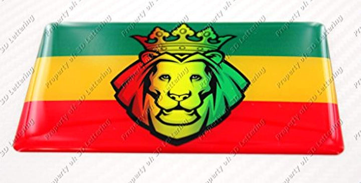 Lion of Judah with Rasta Reggae Bob Marley Flag Raised Clear Domed Lens Decal