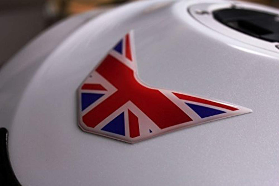 England UK Union Jack Flag Triumph Raised Clear Domed Lens Decal V Shape