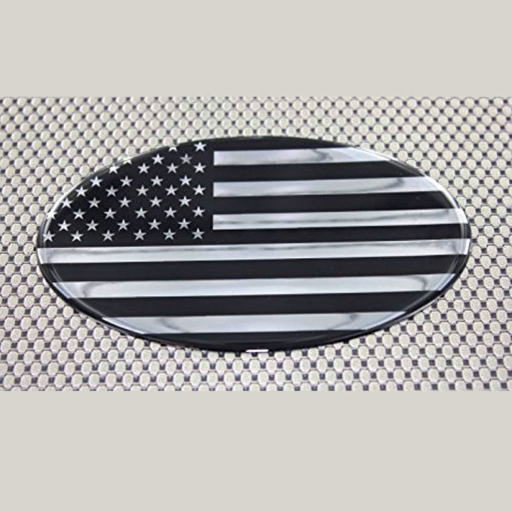 USA Flag Monochrome Raised Clear Domed Lens Decal Oval 6"x 3.5"