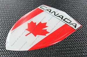 Canada Flag Raised Clear Domed Lens Decal 4.39"x 3.29"