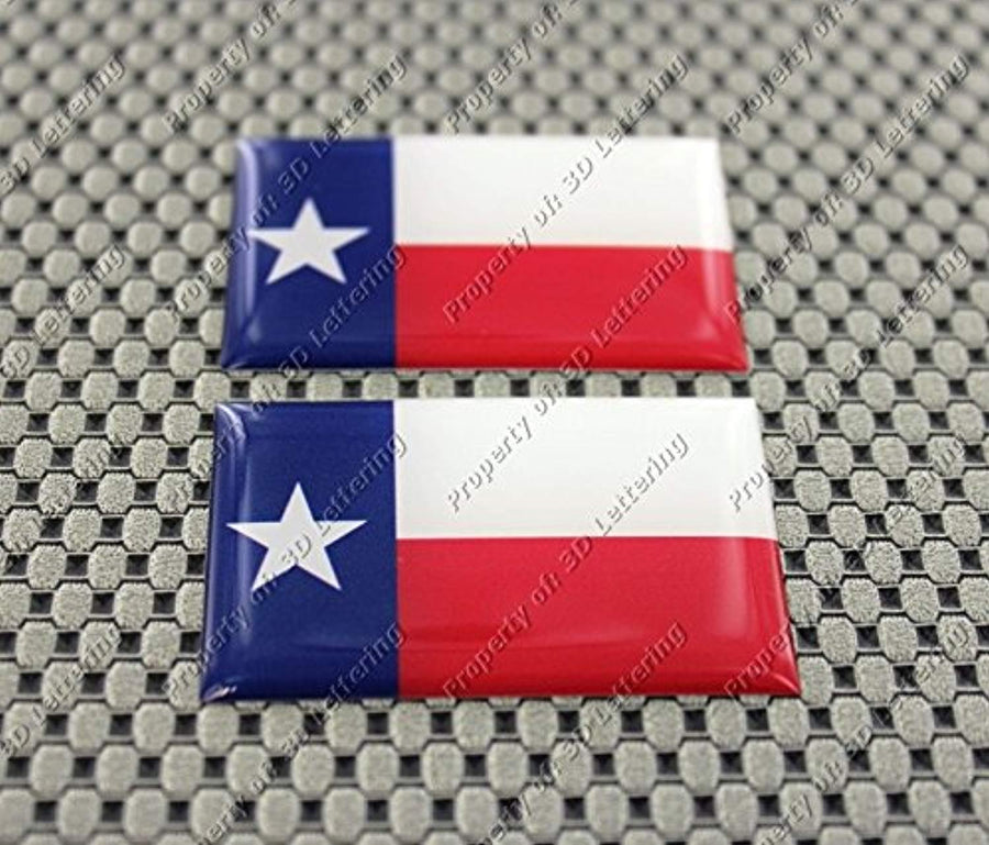 Texas Lone Star Flag Raised Clear Domed Lens Decal Set