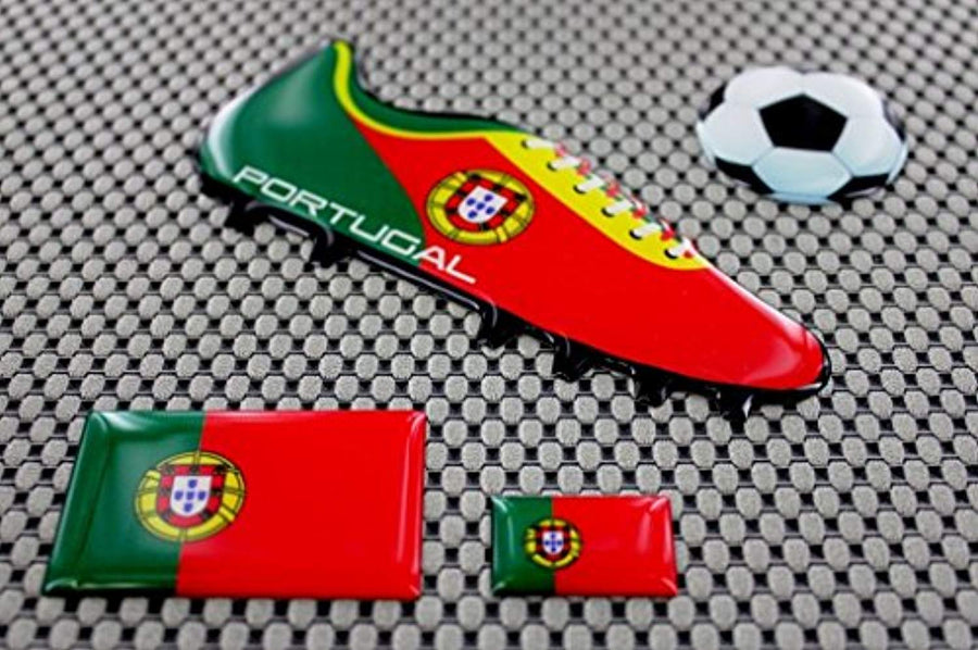 Portugal Euro Cup Soccer Shoe Raised Clear Domed Lens Decals (4 Piece Set)