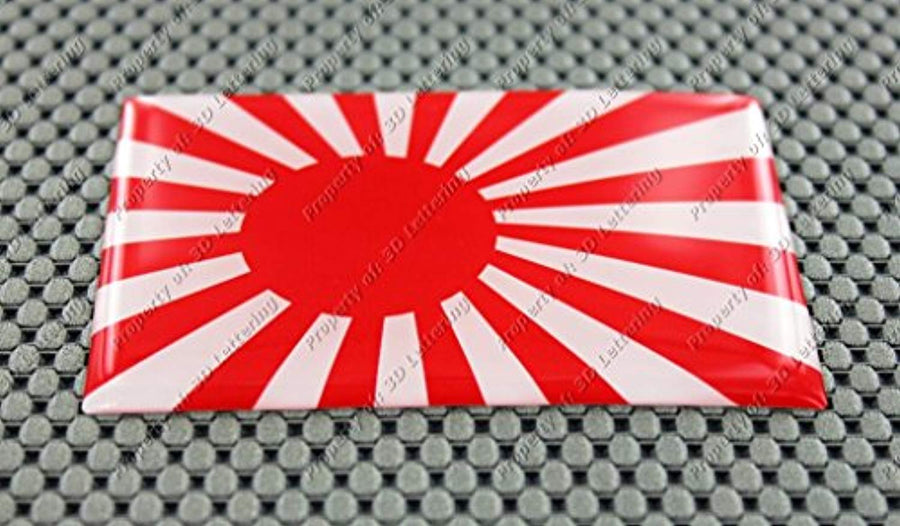 Japan Rising Sun Flag Raised Clear Domed Lens Decal  旭日旗