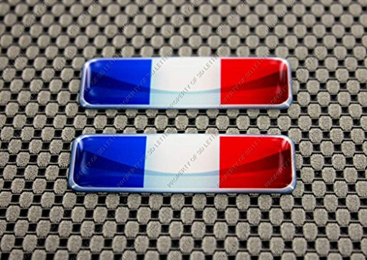 France Flag Raised Clear Domed Lens Decal Set 2.3"x 0.73"