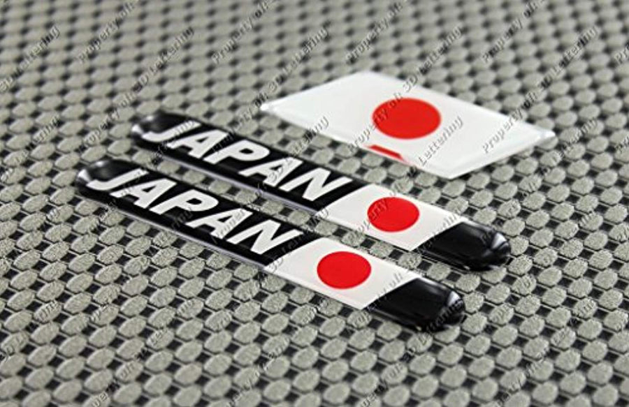 Japan Flag Raised Clear Domed Lens Decal (3 Piece Set) 日本国