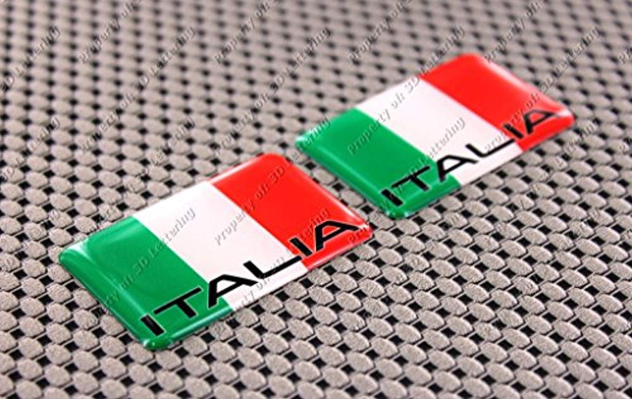 Italy Italia Flag Raised Clear Domed Lens Decal Mini Set 2"x 1.25"