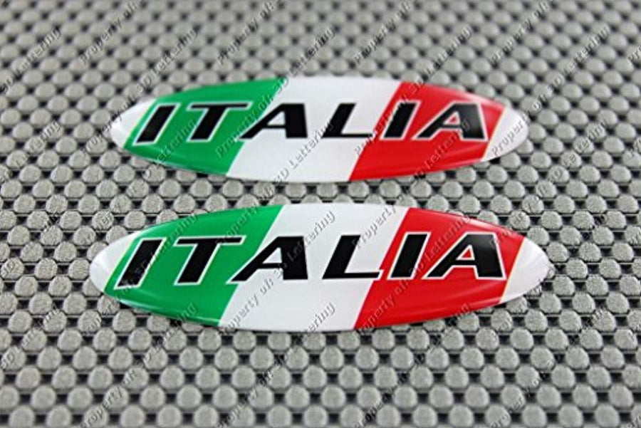 Italy Italia Flag Raised Clear Domed Lens Decal Set Oval 3"x 1.25"