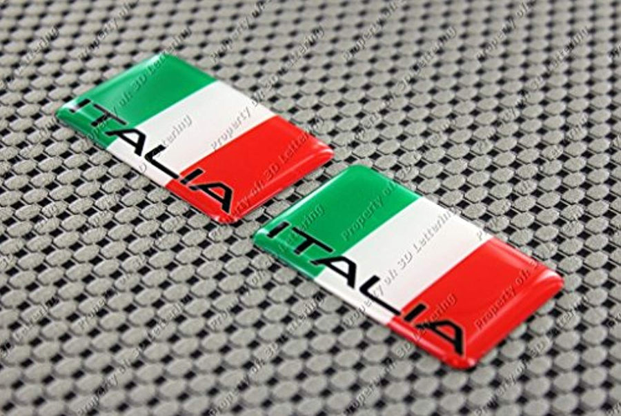 Italy Italia Flag Raised Clear Domed Lens Decal Mini Set 2"x 1.25"