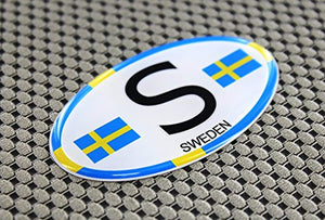 Sweden Flag Raised Clear Domed Lens Decal Oval