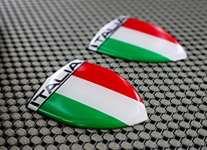 Italy Italia Flag Raised Clear Domed Lens Decal Set 1.6"x 2.16"