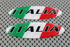 Italy Italia Flag Raised Clear Domed Lens Decal Set Oval 3"x 1.25"