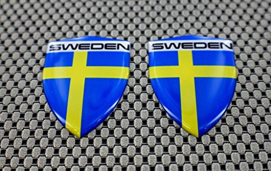 Sweden Flag Raised Clear Domed Lens Decal Set 1.6" x 2.16"