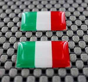 Italy Flag Chrome Outline Raised Clear Domed Lens Decal Set 1"x 0.65"