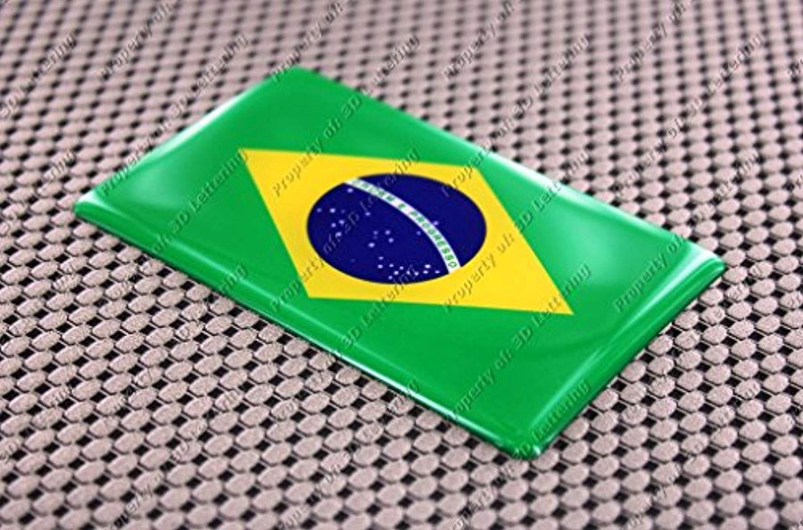 Brazil Flag Raised Clear Domed Lens Decal