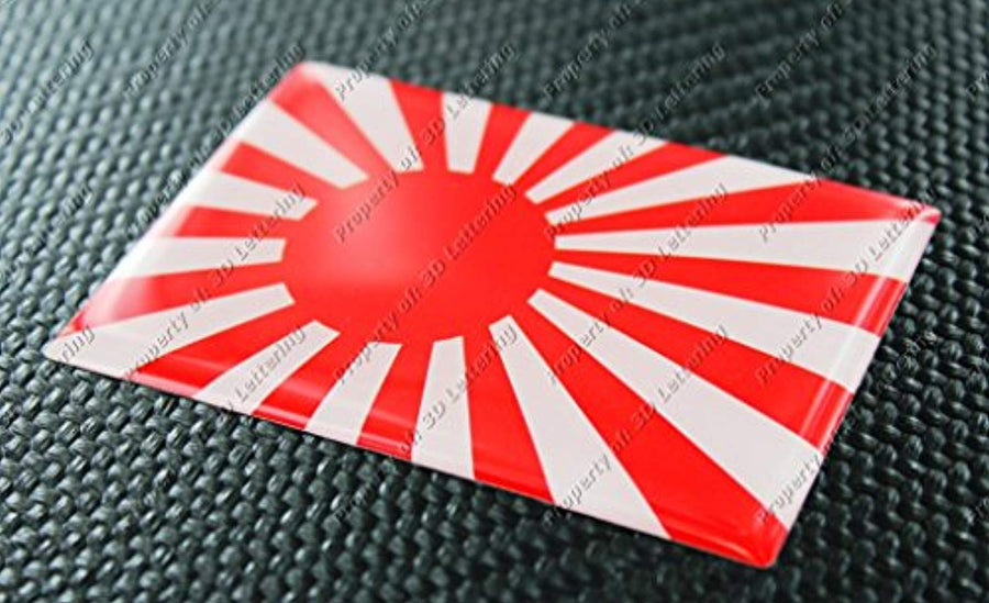 Japan Rising Sun Flag Raised Clear Domed Lens Decal  旭日旗