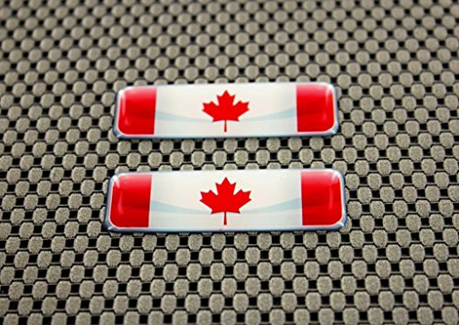 Canada Flag Raised Clear Domed Lens Decal Set 2.3"x 0.73"