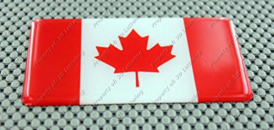 Canada Flag Raised Clear Domed Lens Decal 4"x 2.5"