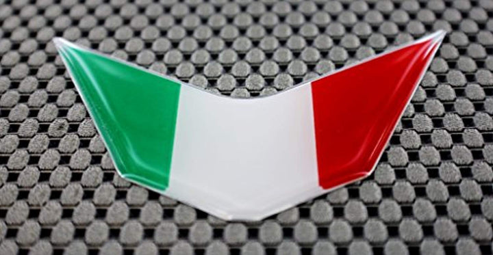 Italy Flag Chrome Outline Raised Clear Domed Lens Decal V Emblem