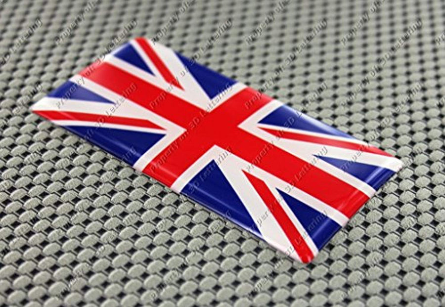 England UK Union Jack Flag Raised Clear Domed Lens Decal 4" x 2"