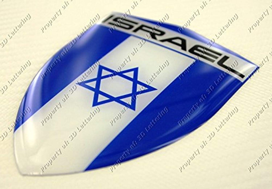 Israel Flag Raised Clear Domed Lens Decal  דגל ישראל