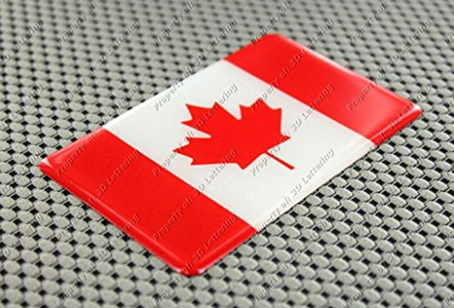 Canada Flag Raised Clear Domed Lens Decal 4"x 2.5"