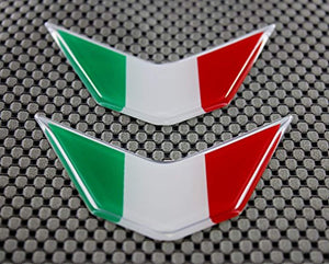 Italy Flag Chrome Outline Raised Clear Domed Lens Decal Set V Emblem