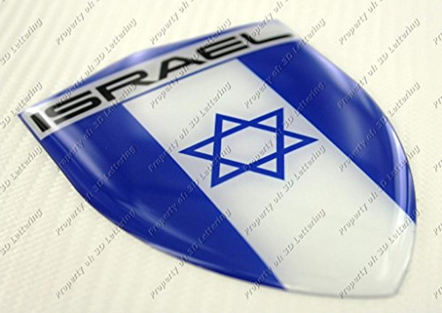 Israel Flag Raised Clear Domed Lens Decal  דגל ישראל