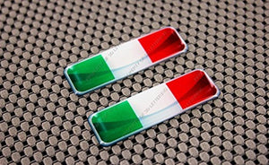 Italy Flag Chrome Outline Raised Clear Domed Lens Decal Set 2.3"x 0.73"